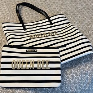 Kate Spade queen bee tote bag and makeup bag..